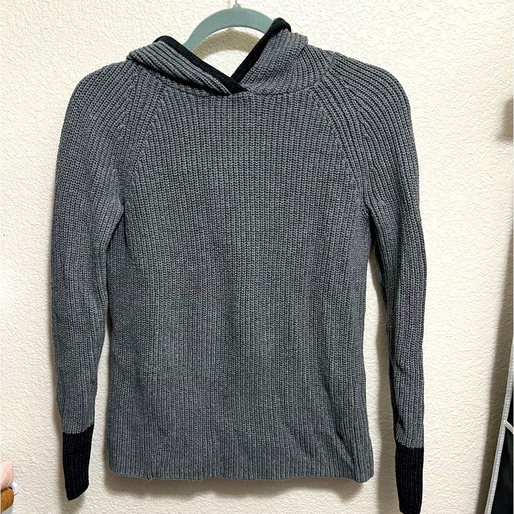 Loft Lounge Gray Knit Hoodie Sweater